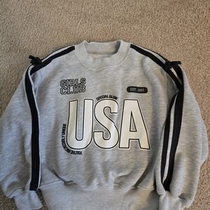 Zara Gray USA Graphic Crewneck Sweater